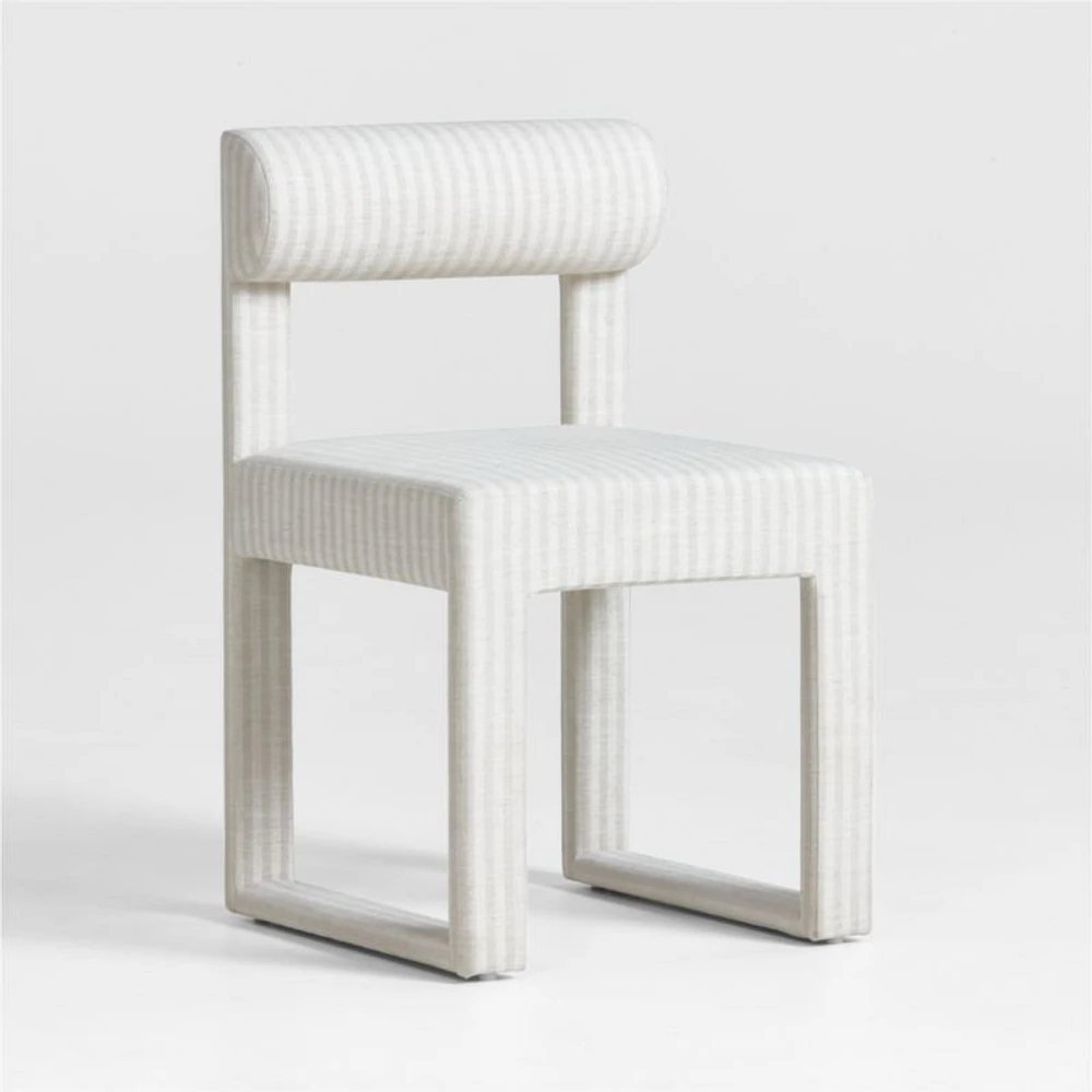 Collector's Upholstered Ivory and Natural Striped Kids Desk Chair by Jeremiah Brent
