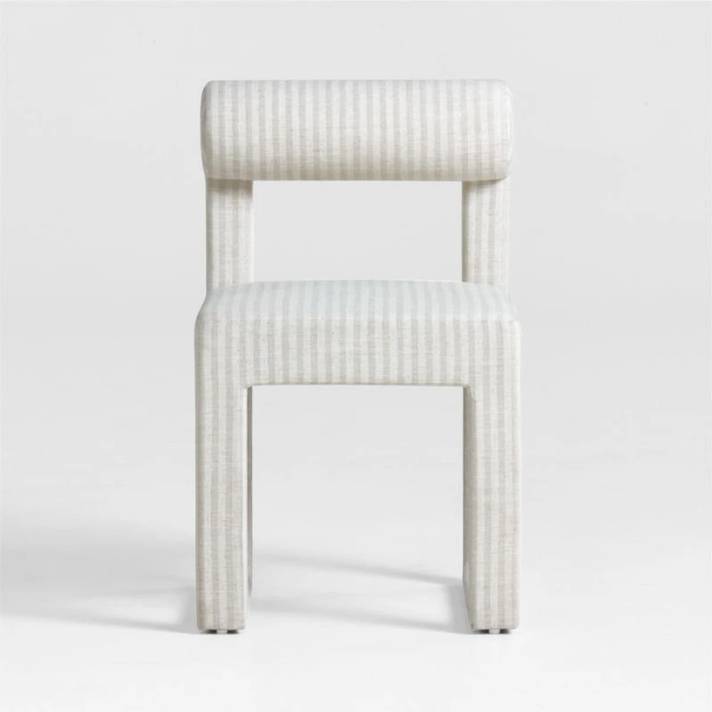 Collector's Upholstered Ivory and Natural Striped Kids Desk Chair by Jeremiah Brent