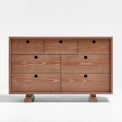 Storied 51" Hazelnut Wood and Stone Wide 7-Drawer Kids Dresser by Jeremiah Brent
