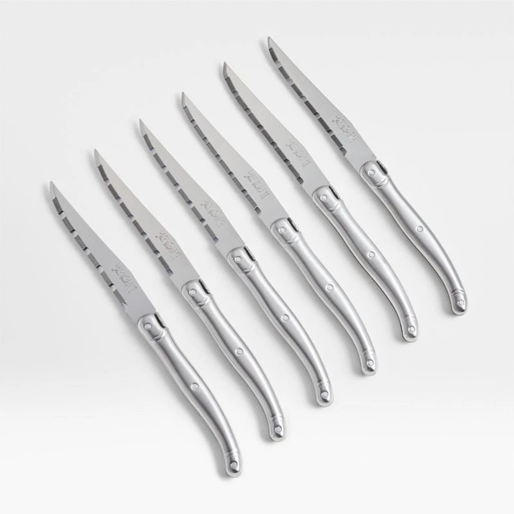 Jean Dubost Laguiole ® Stainless Steel Steak Knives, Set of 6 with Black Box