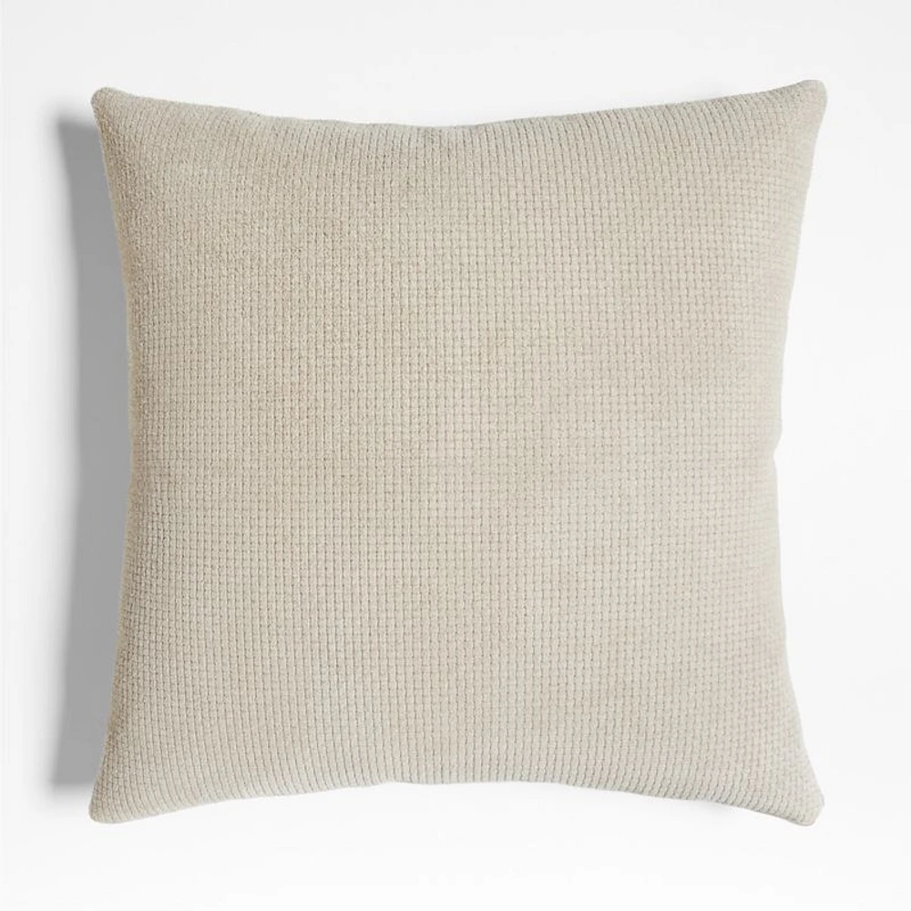 Jackson Taupe Basketweave Leather 23x23 Throw Pillow Cover