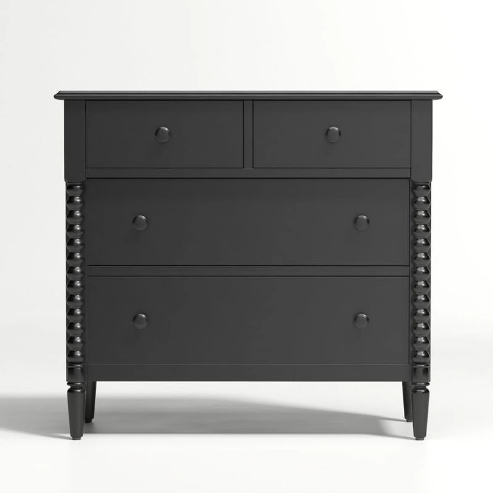 Jenny Lind 37" Black Wood Narrow 4-Drawer Kids Dresser