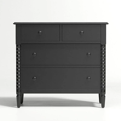 Jenny Lind 37" Black Wood Narrow 4-Drawer Kids Dresser