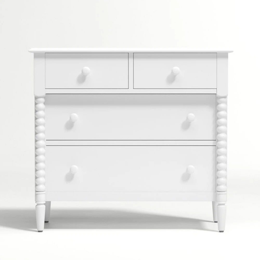 Jenny Lind 37" White Wood Narrow 4-Drawer Kids Dresser