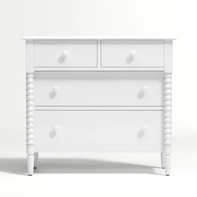 Jenny Lind 37" White Wood Narrow 4-Drawer Kids Dresser