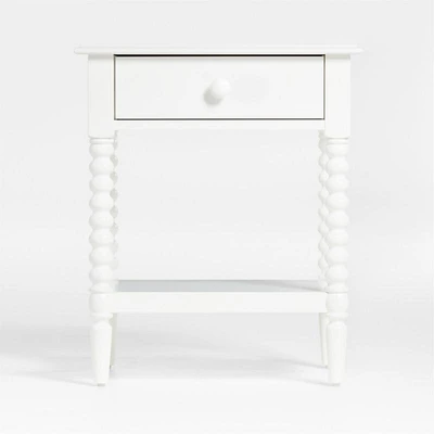 Jenny Lind White Wood Spindle Kids Nightstand with Drawer