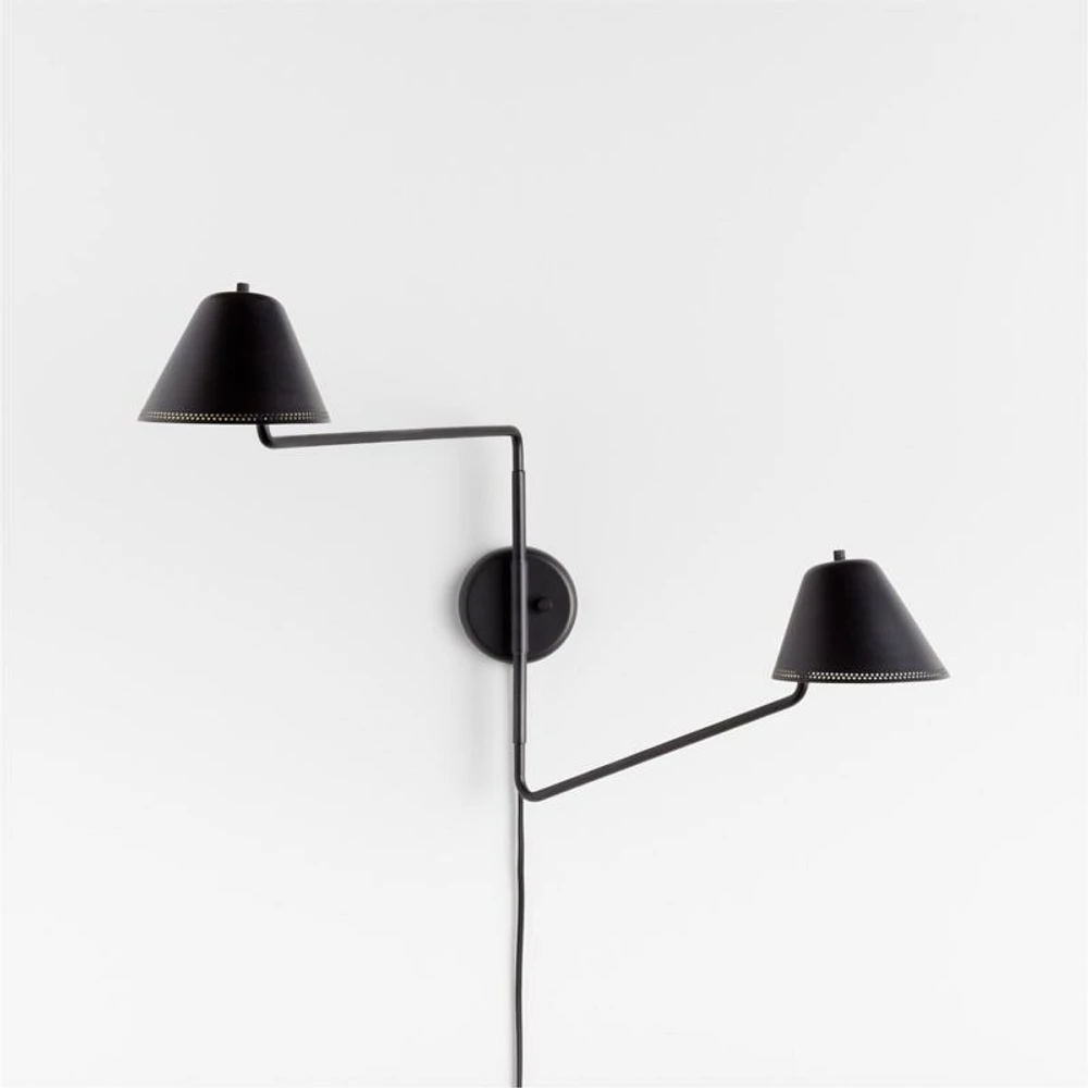 Jensen Black Adjustable Metal 2-Light Wall Sconce Set of 2