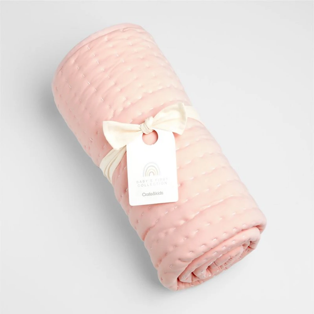 Pink Organic Cotton Heathered Jersey Baby Crib Quilt