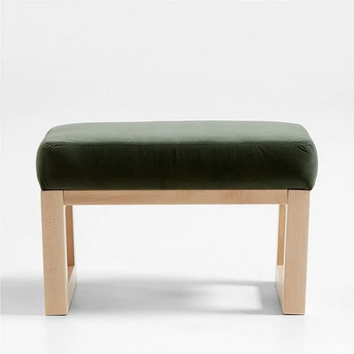 Joya Moss Velvet Nursery Ottoman with Maple Base