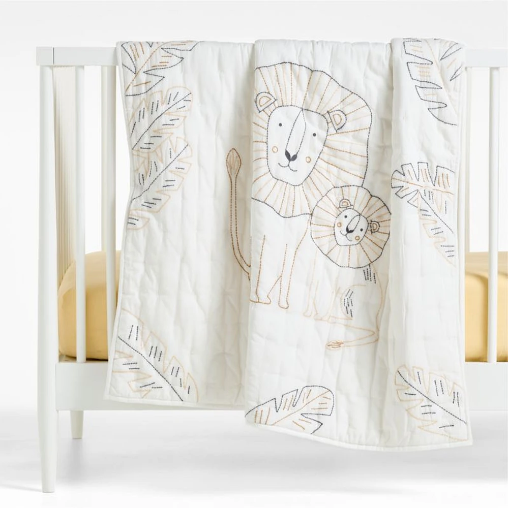 Jungle Lion Organic Cotton Baby Crib Quilt