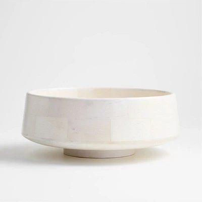 Katin White Wood Centerpiece Bowl 13.8"