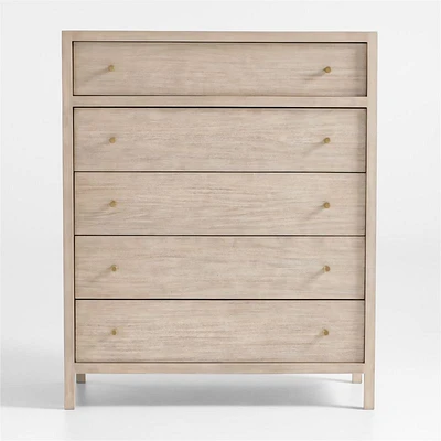 Keane 42" Weathered Natural Solid Wood 5-Drawer Tall Dresser