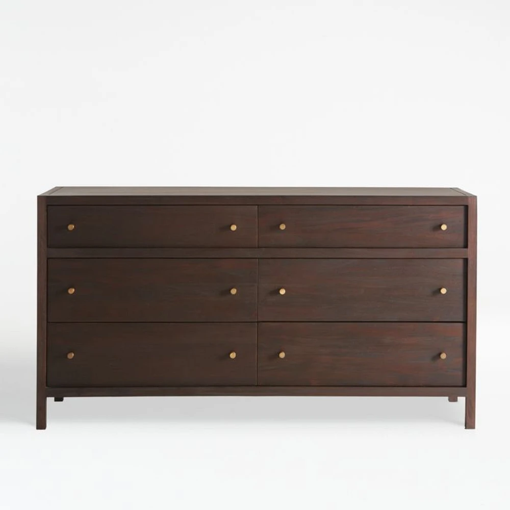Keane 64" Espresso Wood 6-Drawer Dresser