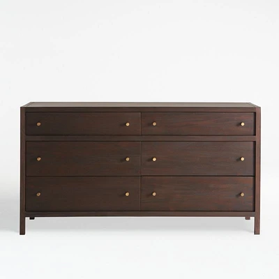 Keane 64" Espresso Wood 6-Drawer Dresser