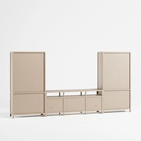 Keane 152" Weathered Natural Wood Storage Media Console Set