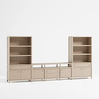 Keane 152" Weathered Natural Wood Storage Media Console Set