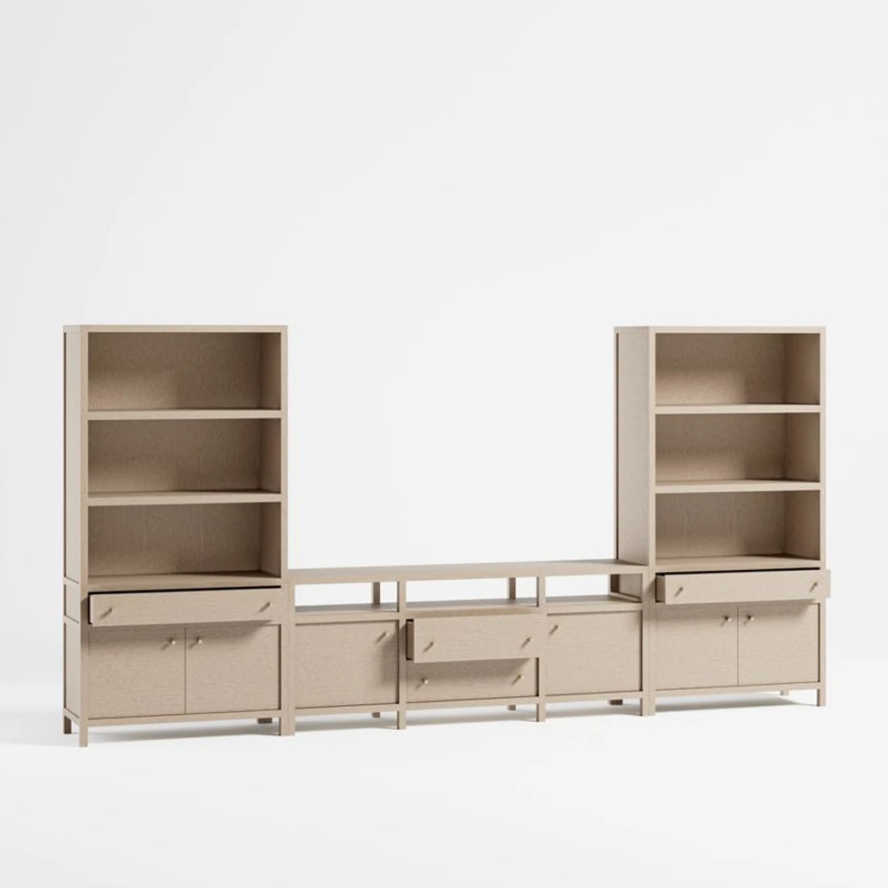 Keane 152" Weathered Natural Wood Storage Media Console Set
