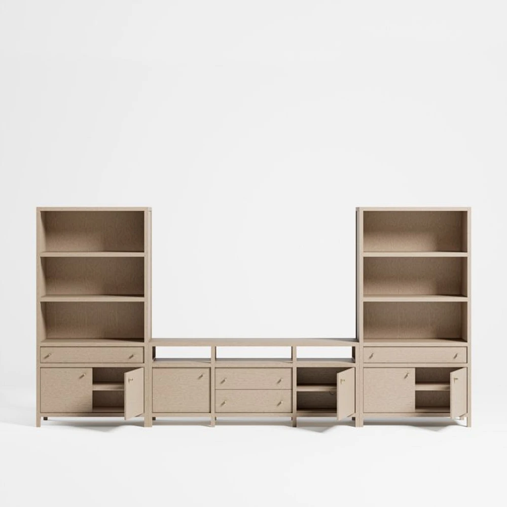 Keane 152" Weathered Natural Wood Storage Media Console Set