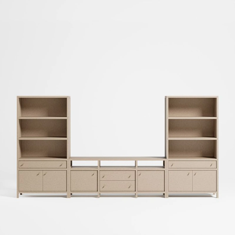 Keane 152" Weathered Natural Wood Storage Media Console Set