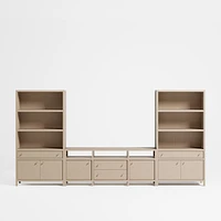 Keane 152" Weathered Natural Wood Storage Media Console Set