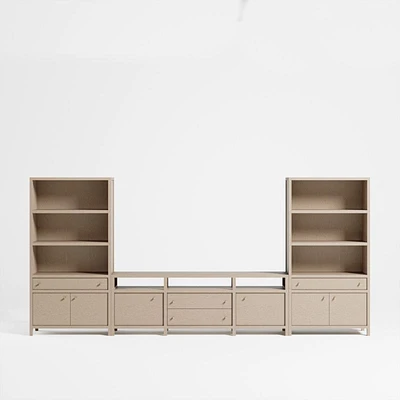 Keane 166" Weathered Natural Wood Storage Media Console Set
