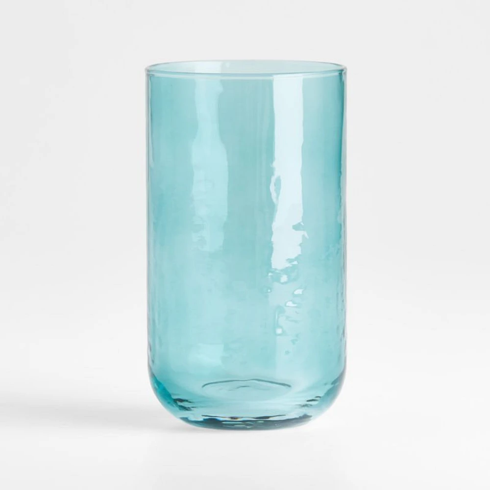 Kuruwa 16-Oz. Teal Hammered Glass Tumbler by Eric Adjepong