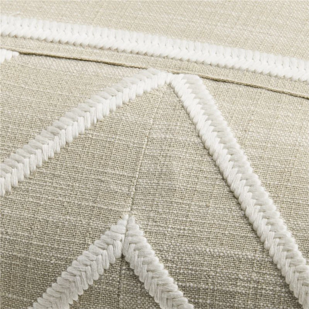 Embroidered Organic Cotton 22"x15" Arctic Ivory Throw Pillow Cover by Lisa Whittington
