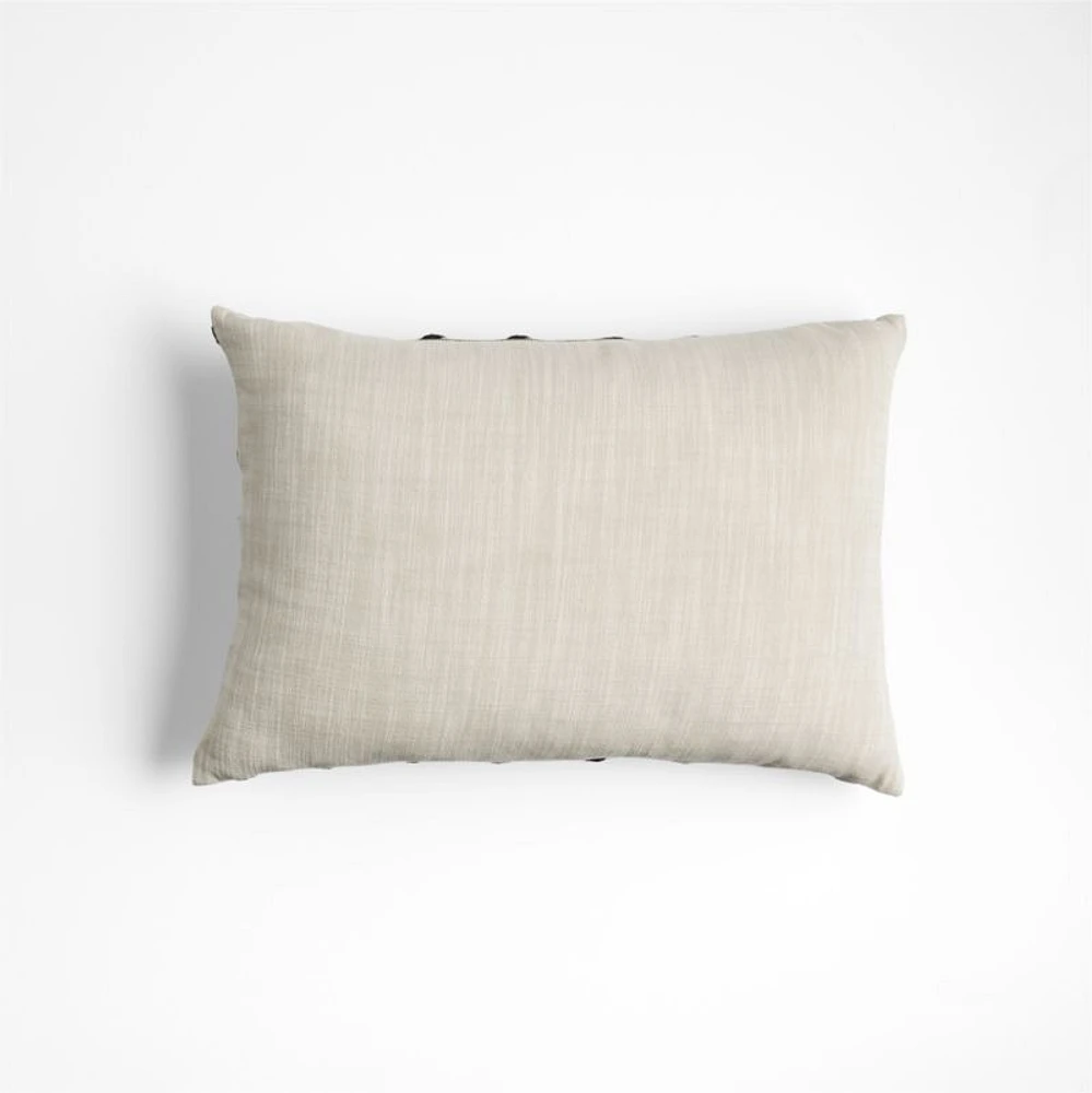 Embroidered Organic Cotton 22"x15" Ink Black Throw Pillow Cover by Lisa Whittington