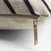 Embroidered Organic Cotton 22"x15" Ink Black Throw Pillow Cover by Lisa Whittington
