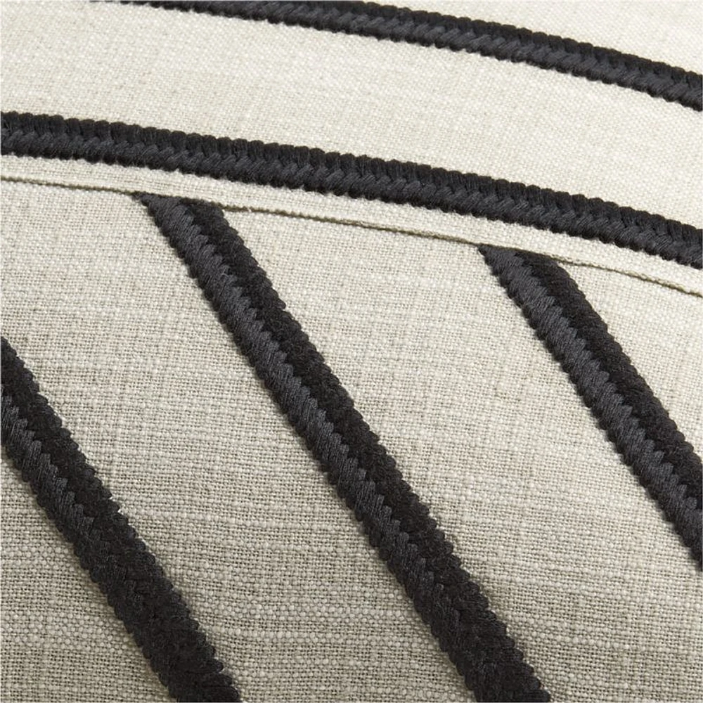 Embroidered Organic Cotton 22"x15" Ink Black Throw Pillow Cover by Lisa Whittington