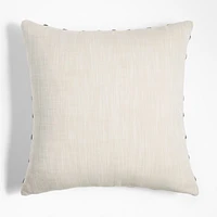 Embroidered Organic Cotton 23"x23" Ink Black Throw Pillow Cover by Lisa Whittington