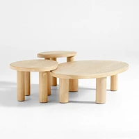La Sal Natural Oak Asymmetric Wood Accent Tables, Set of 3