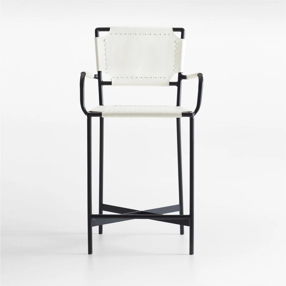 Laredo White Leather Counter Stool
