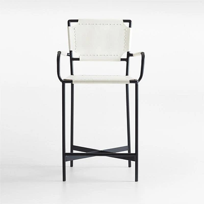 Laredo White Leather Counter Stool