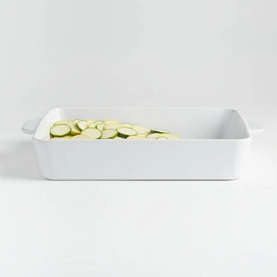 Potluck White Extra-Large Rectangular Ceramic Lasagna Baker, 15"x12"