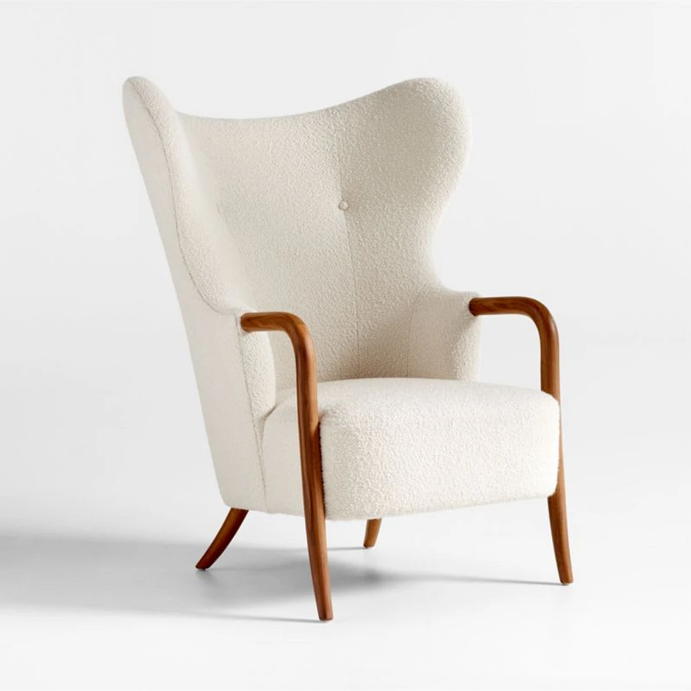Laso White Boucle Accent Chair