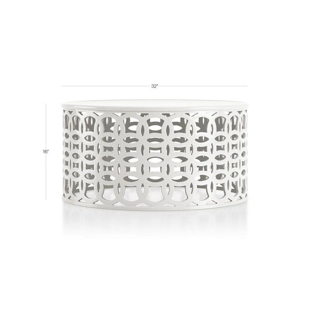 Lattice Circles White Outdoor Coffee Table