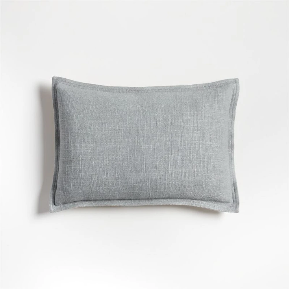 Organic Laundered Linen 18x12 Quarry Blue Throw Pillow Cover