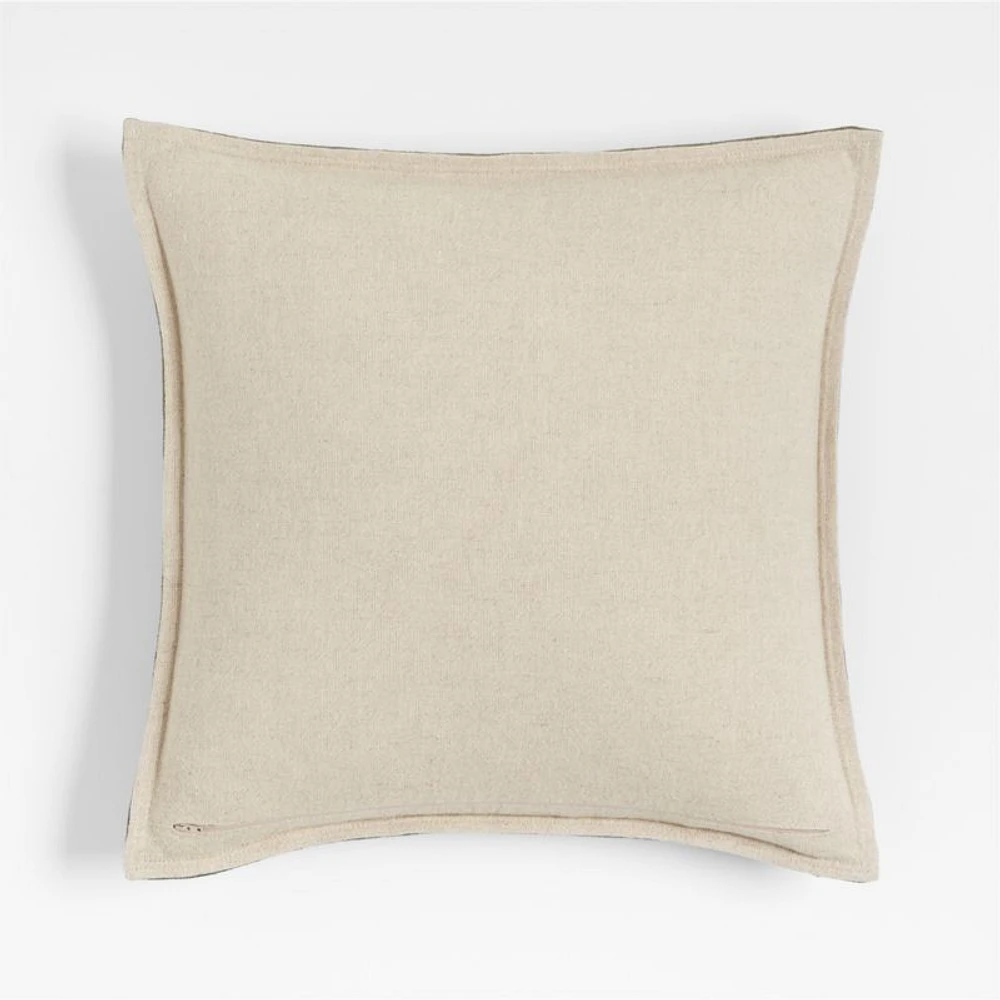 Organic Laundered Linen 20x20 Garden Green Throw Pillow with Down-Alternative Insert
