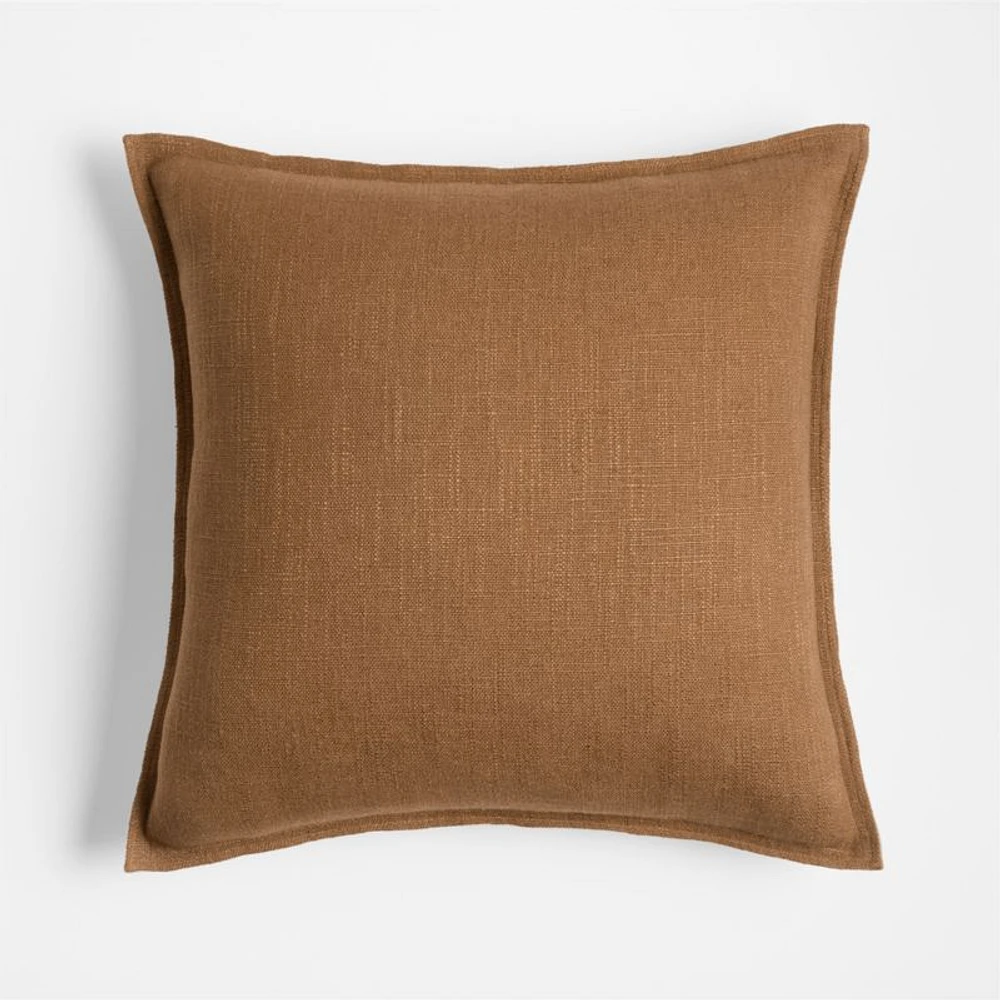 Maple Brown 20x20 Organic Laundered Linen Throw Pillow Cover
