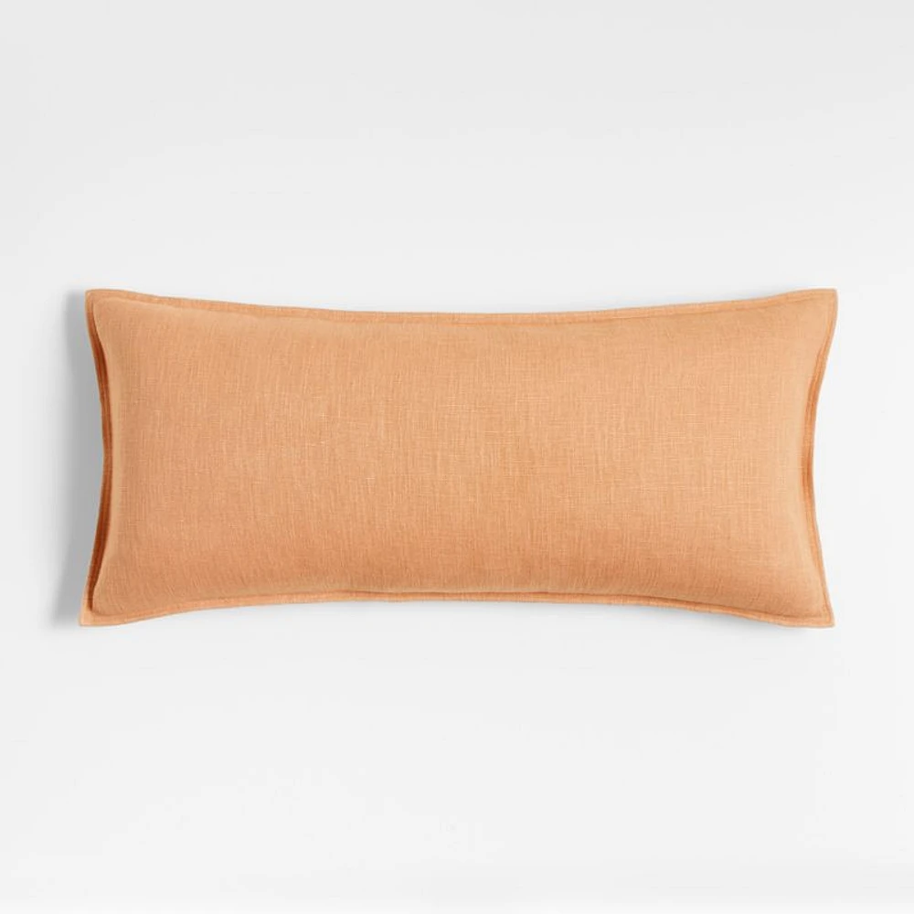 Terracotta 36"x16" Laundered Linen Throw Pillow Cover