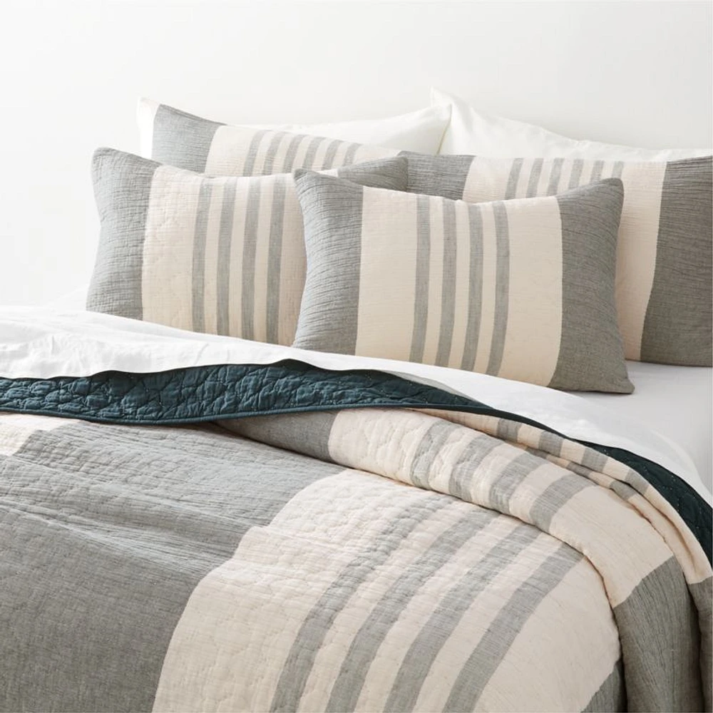Laurentis Blue Crinkle Stripe Euro Sham
