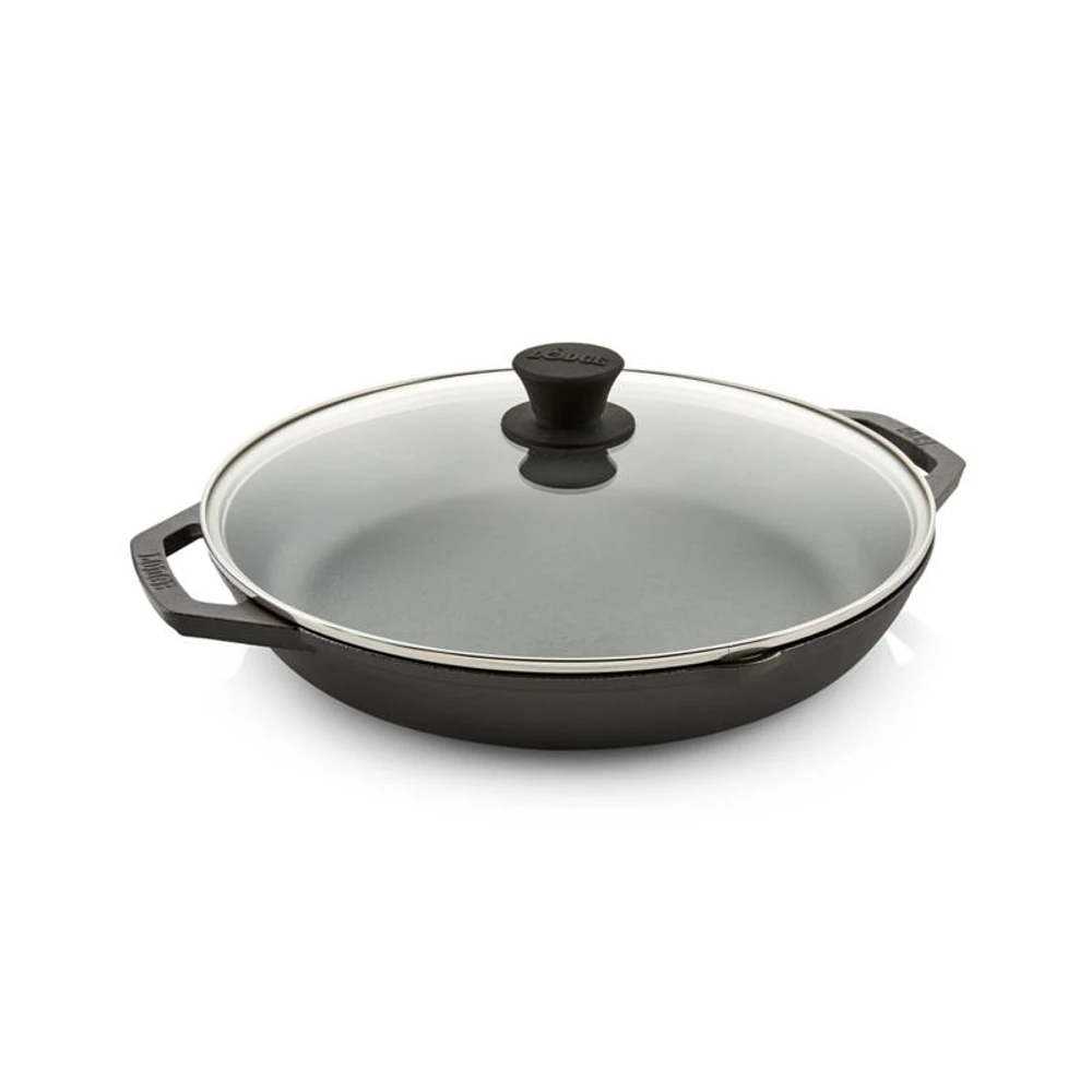 Lodge Chef Collection 12" Seasoned Cast Iron Every Day Pan with Glass Lid