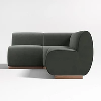 Leandro Noir Grey Single L-Shaped Loveseat Dining Banquette with Square Corner