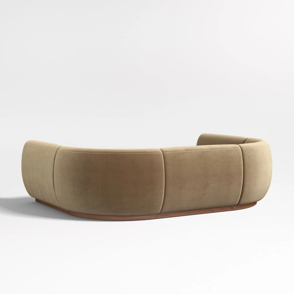 Leandro Ochre Brown U-Shaped Dining Banquette with Rounded Corners