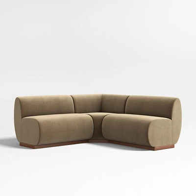 Leandro Ochre Brown Double L-Shaped Loveseat Dining Banquette with Square Corner