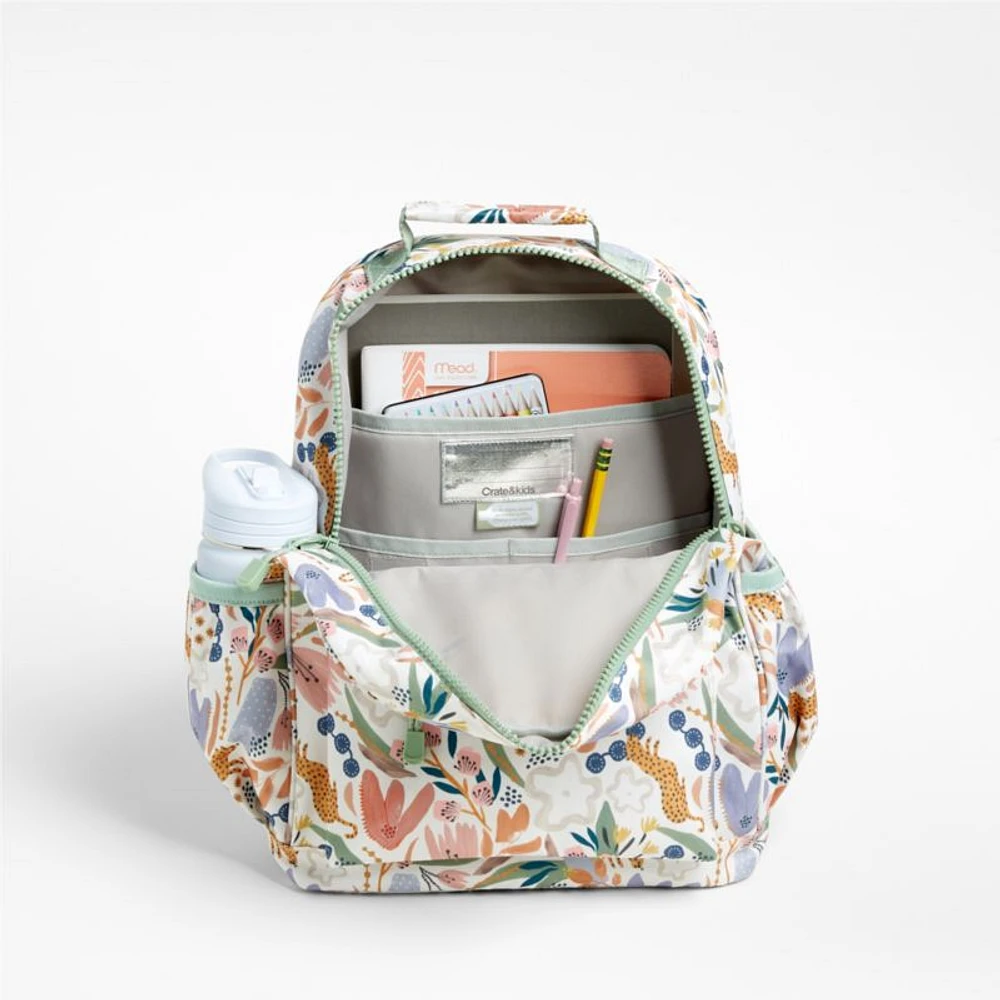Dreamer Leopard Floral Kids Backpack with Side Pockets