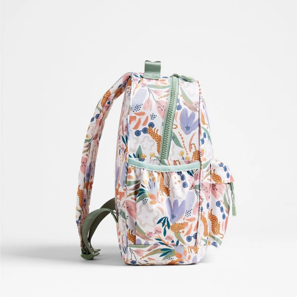 Dreamer Leopard Floral Kids Backpack with Side Pockets