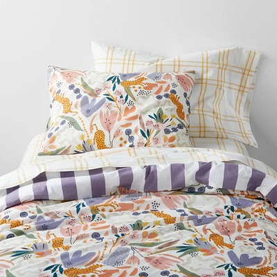 Leopard Floral Organic Cotton Kids Twin Duvet Cover