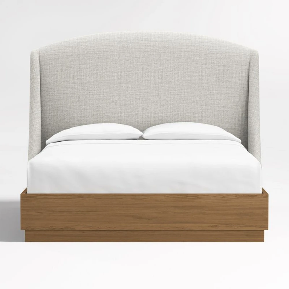Lafayette 56" Mist Grey Upholstered King Headboard with Batten Oak Bed Base